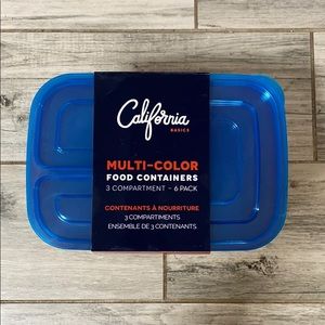 Set of 6 - 3 Compartment Lunch Storage Container
